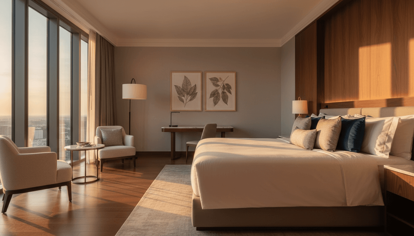 Habitación de lujo con cama king y vistas a las montañas