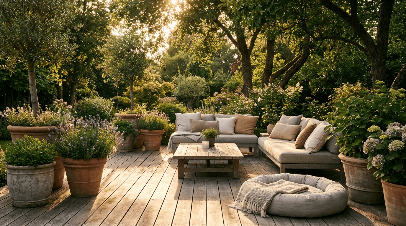 Terraza privada con vista panorámica a las montañas