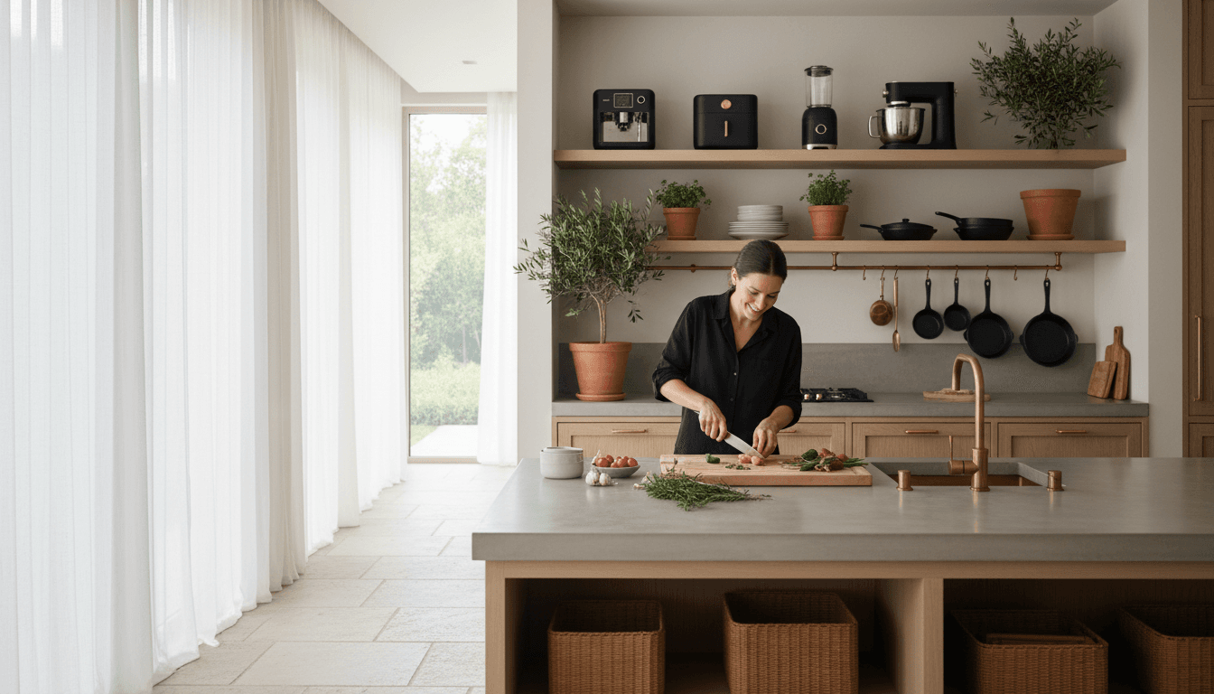 Cocina gourmet equipada con electrodomésticos premium